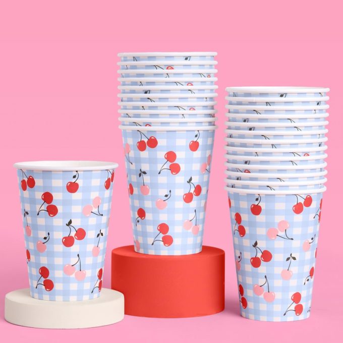 cherry bridal shower theme cups