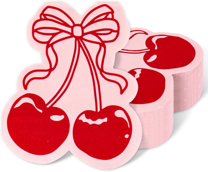 cherry bridal shower theme napkins