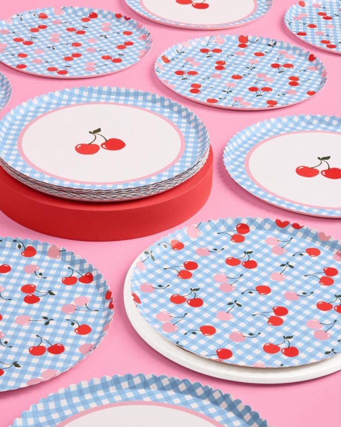 cherry bridal shower theme plates