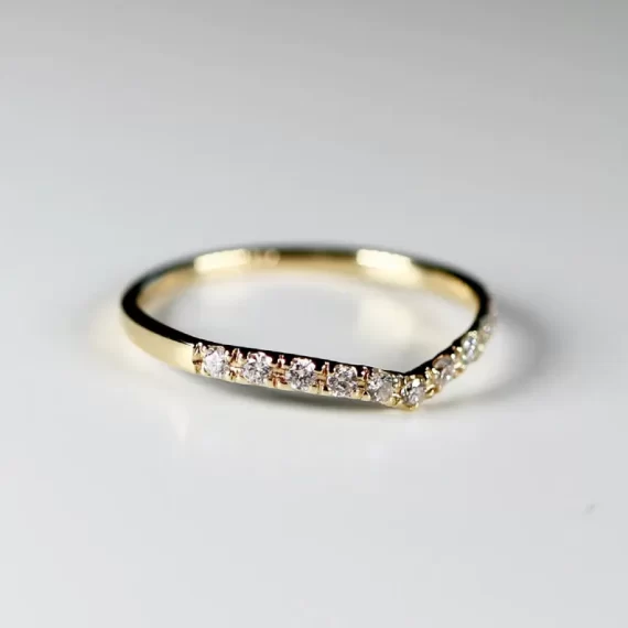 stackable curved diamond wedding ring unique handmade