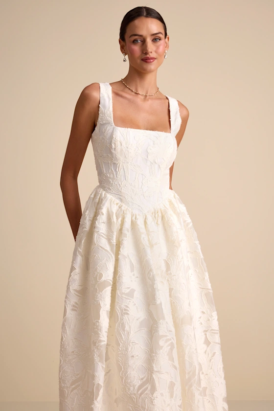 Ivory corset a-line drop waist wedding dress for modern bride