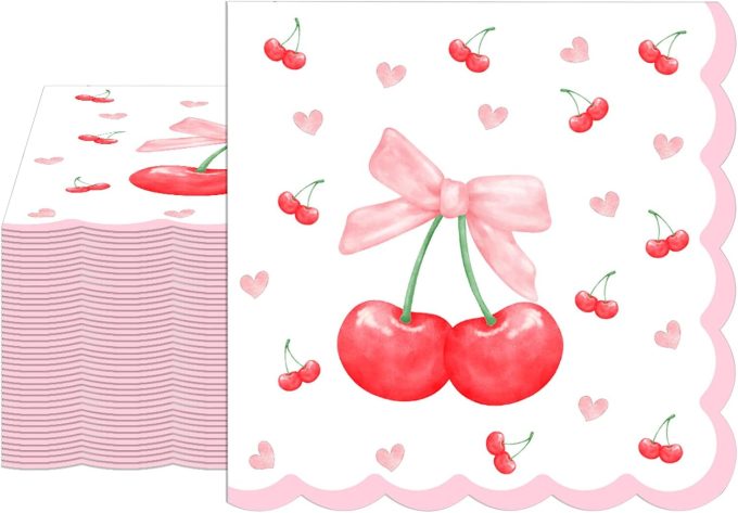 cherry bridal shower theme napkins