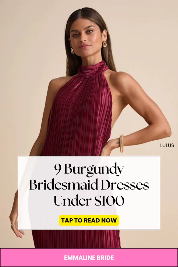 Cheap yet stylish bridesmaid dresses in burgundy under 100 dollars