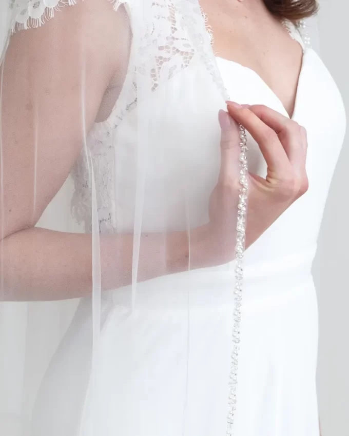 pearl-embellished veil