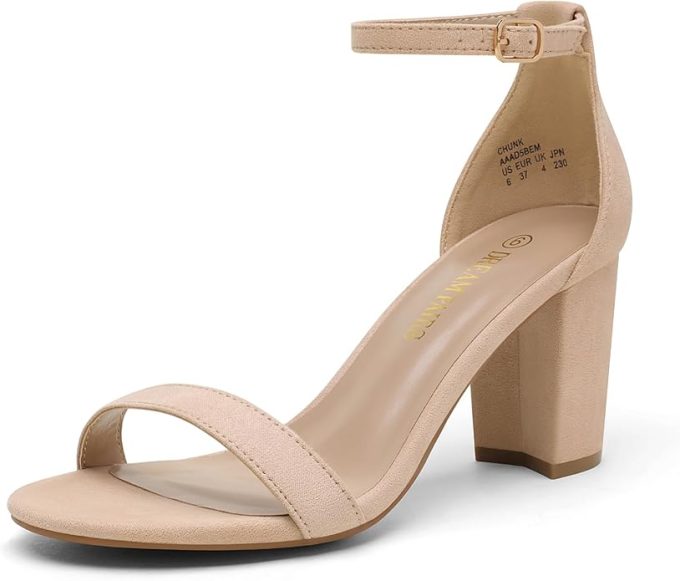 chunky low heel strappy sandal - shoes for wedding guests that are comfortable