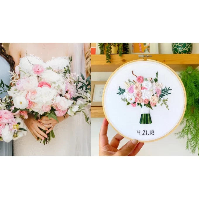 Embroidered replica of your wedding bouquet