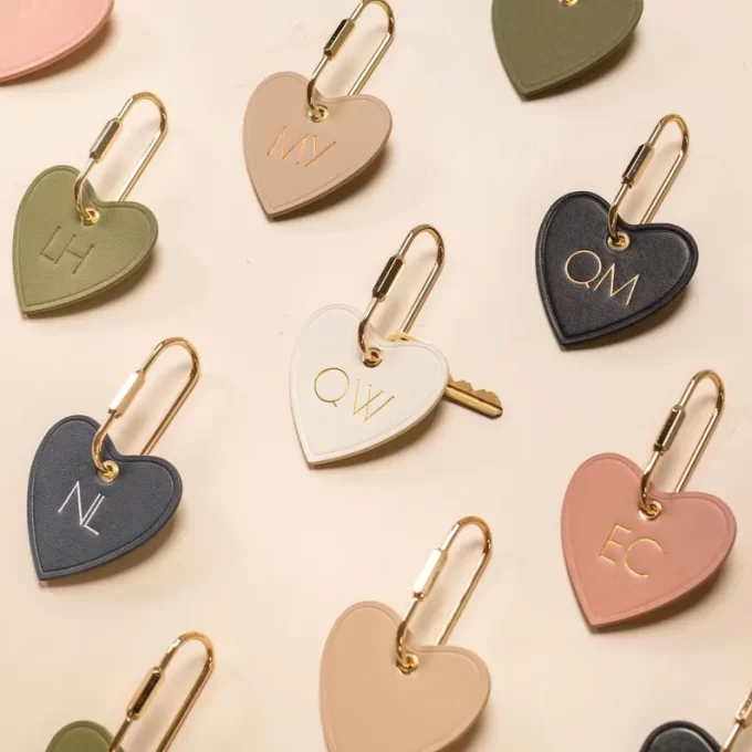 Leather keychain embossed with initials for bridesmaid proposals