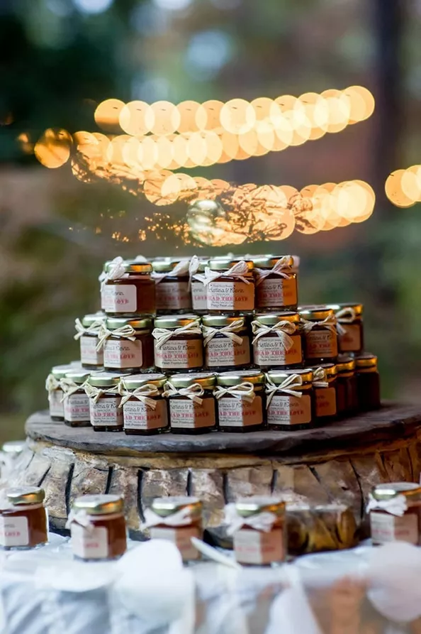 mini jam jars as budget-friendly bulk wedding favors