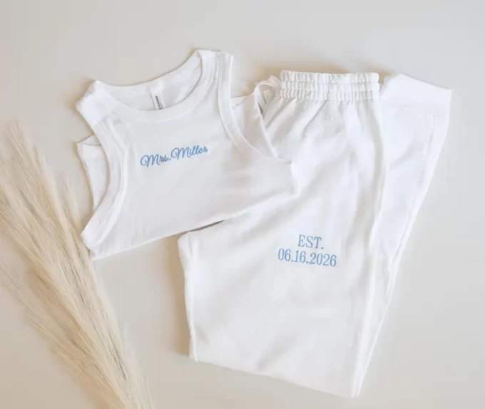 Bride tank top and white sweats