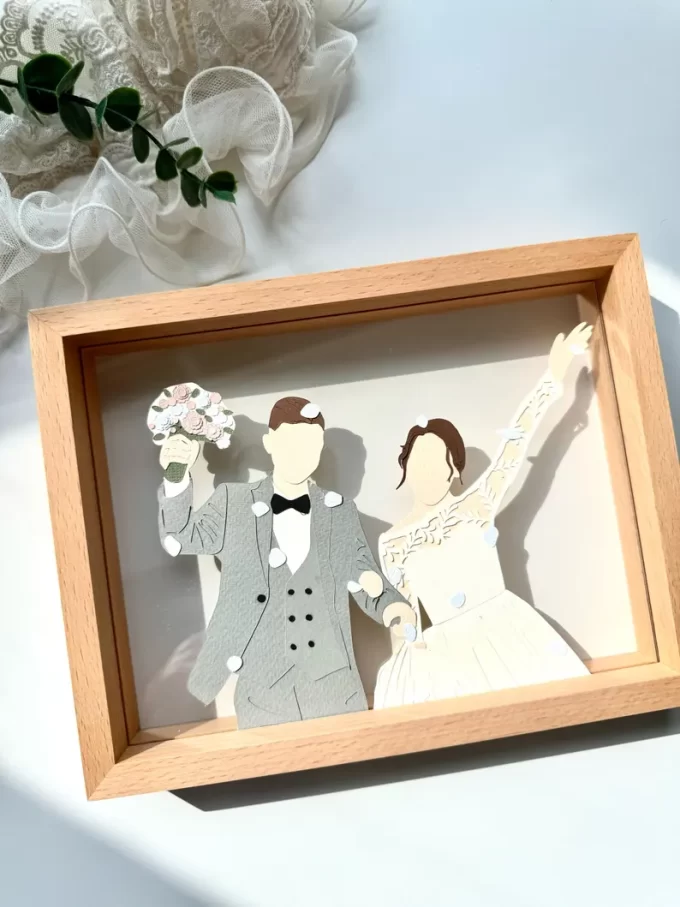 Unique cut out wedding portrait art