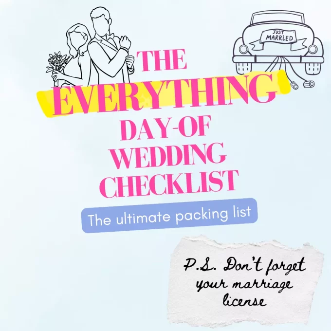 Day Of Wedding Items Checklist