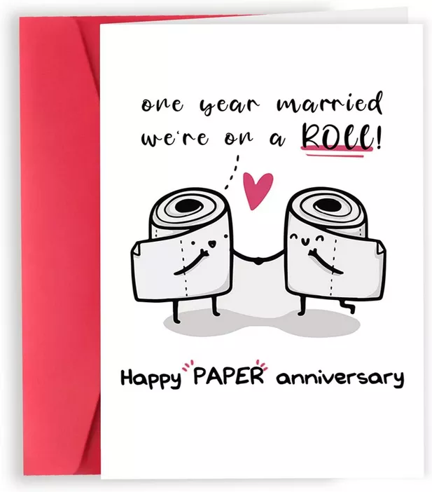 First anniversary card on a roll