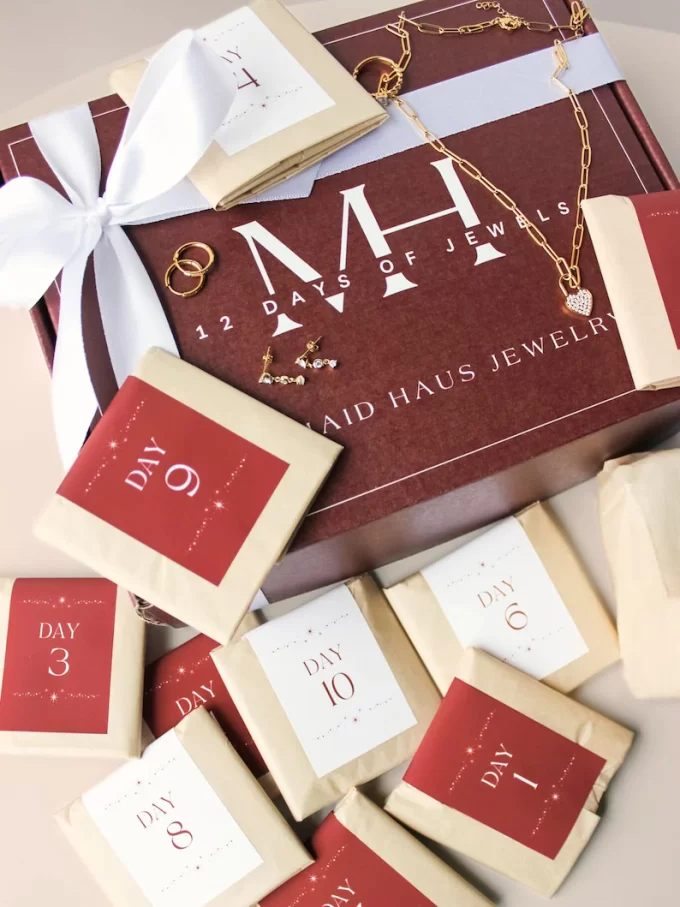 Gold jewelry advent calendar