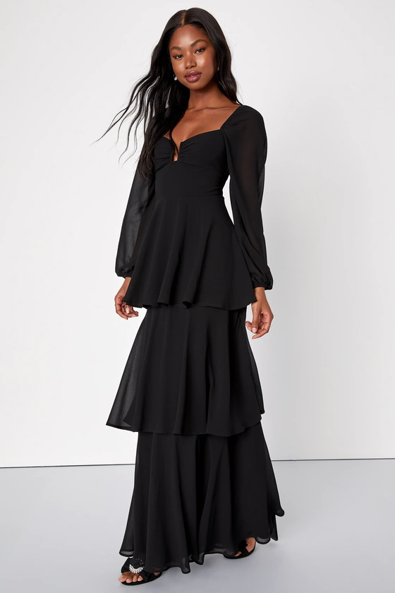Black bridesmaid dress without a slit