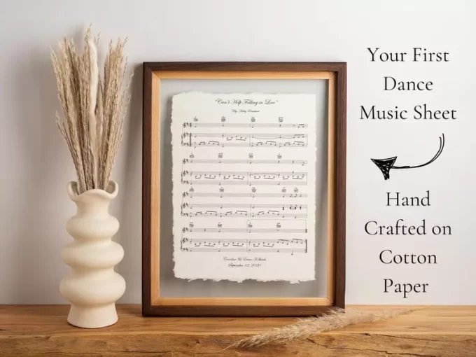 Wedding song on paper framed