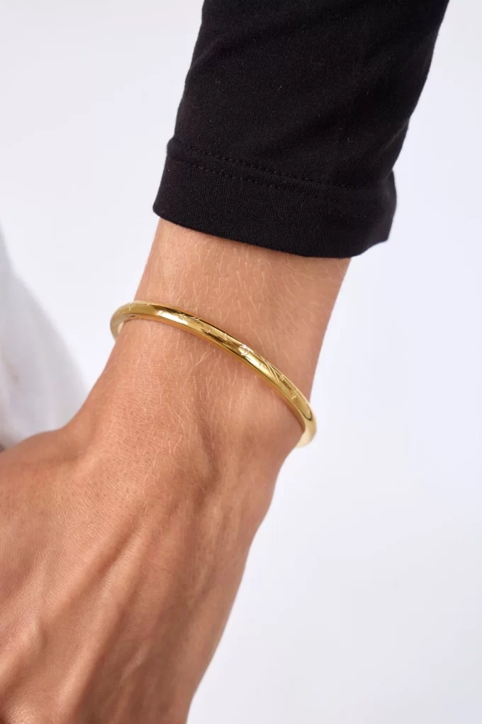 Night sky starry bangle bracelet worn on arm