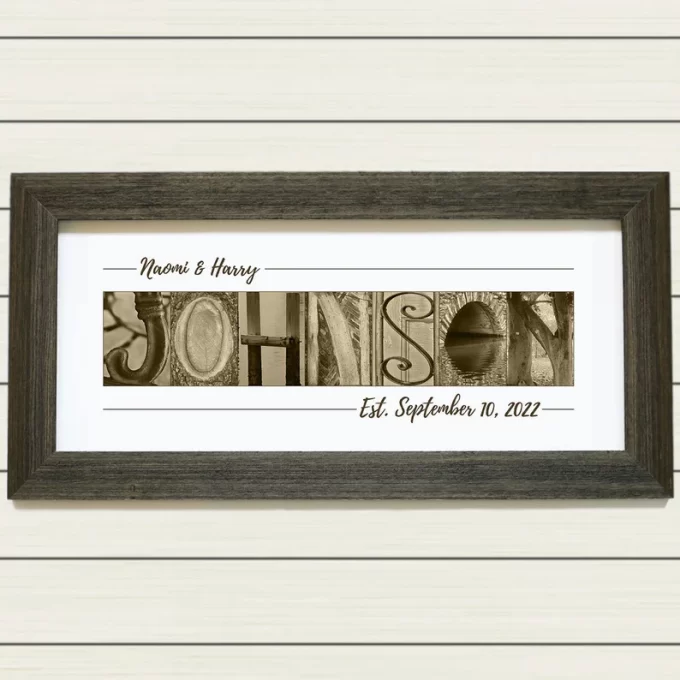 Name art for 1st anniversary paper gift