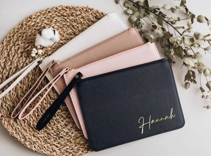 Personalized wristlet clutch