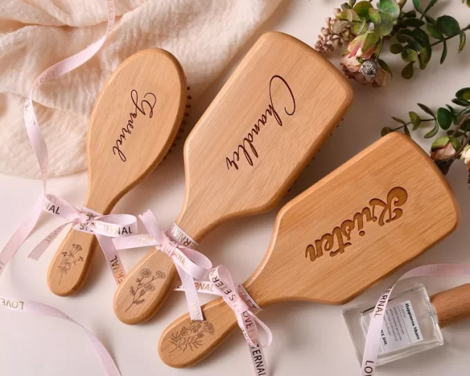 Personalized hairbrush for bridesmaid wedding day gifts