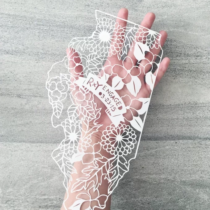 Custom papercut map on paper