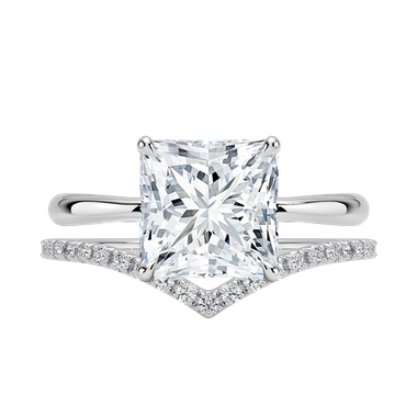 Princess cut diamond ring with lab diamond band