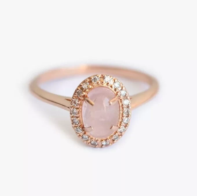 Rose quartz engagement ring
