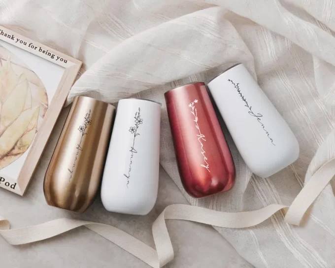 Stainless steel bridesmaid flutes