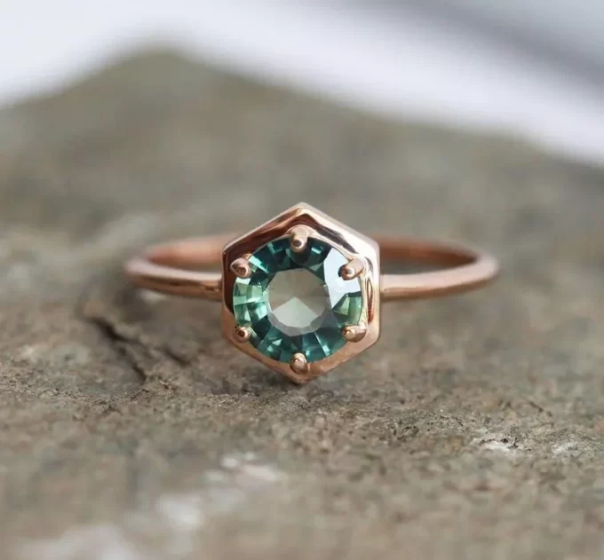 Teal engagement ring