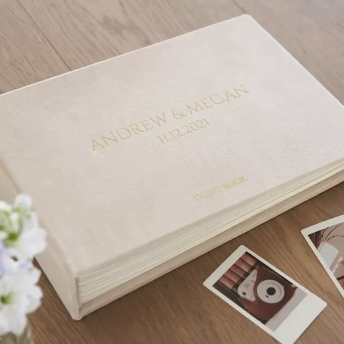 Velvet cover polaroid guest book