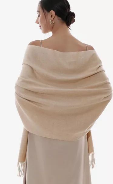 Semi formal wedding guest dress with wrap and shawl for cooler evening ceremonies