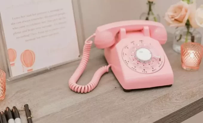White phone for leaving a voice message on an audio guest book phone by AfterTheTone during wedding reception