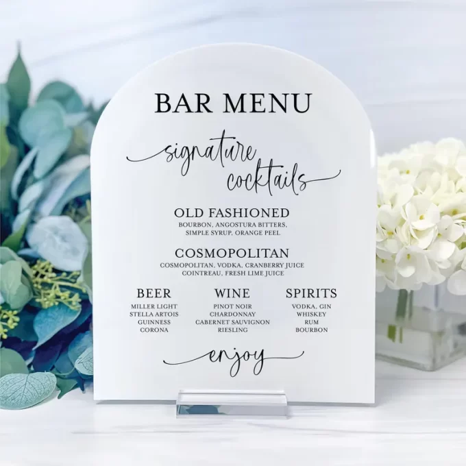 Bar menu