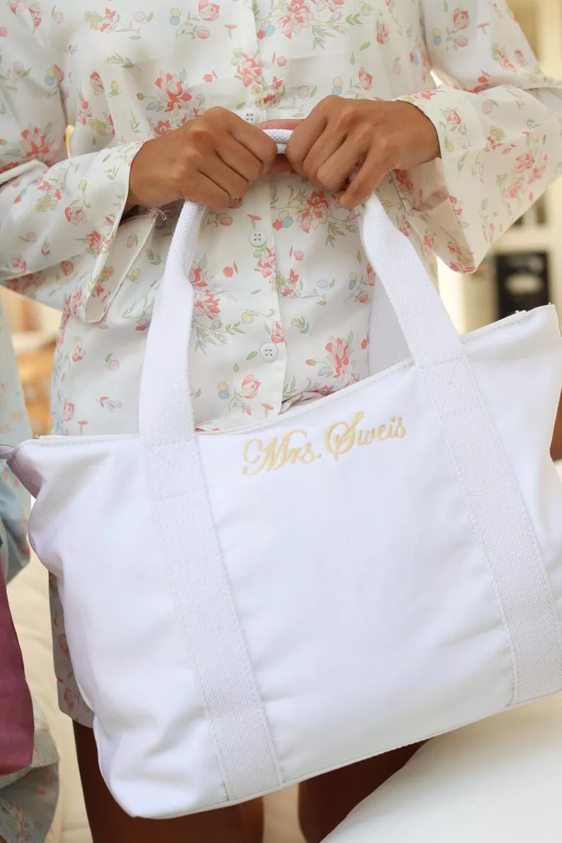 mrs personalized duffel bag engagement gift
