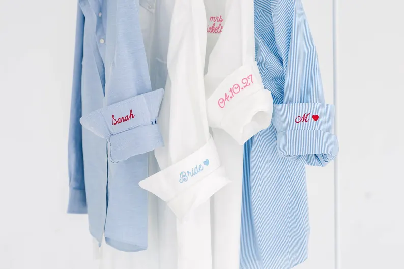 button-down shirts for bridesmaids to wear while getting ready