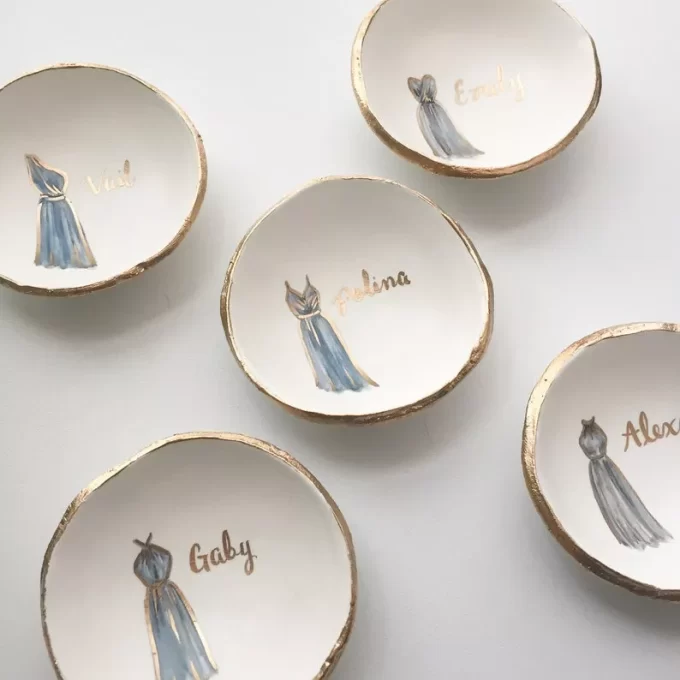 Bridesmaid dress personalized ring dish gift