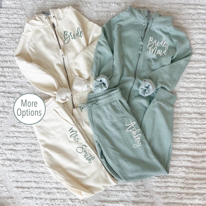 matching bridesmaid sweat sets for getting ready