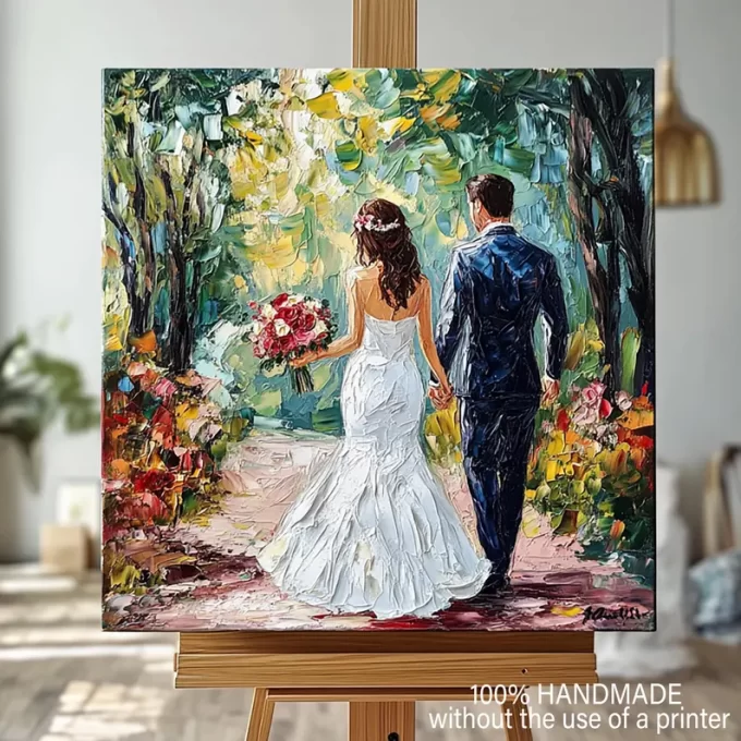 Custom oil painting for 1st year married on paper canvas