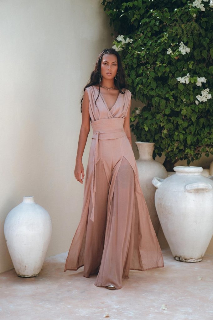 dusty rose boho jumpsuit