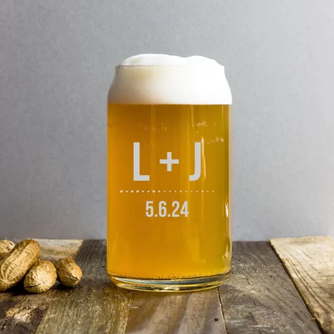 etched beer glass favors