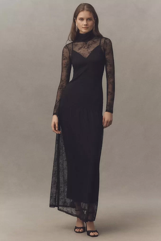 Lace high neck maxi dress
