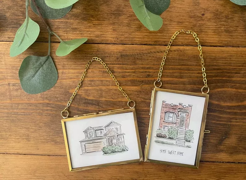 House portrait for first year paper anniversary gift
