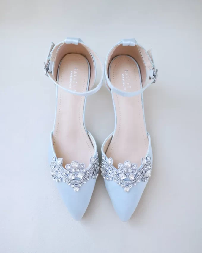 Kitten heel something blue wedding shoes by kaileep
