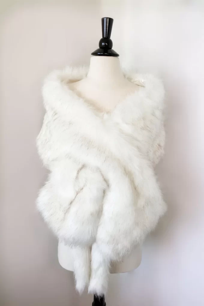 Ivory faux fur wrap for bridal winter attire