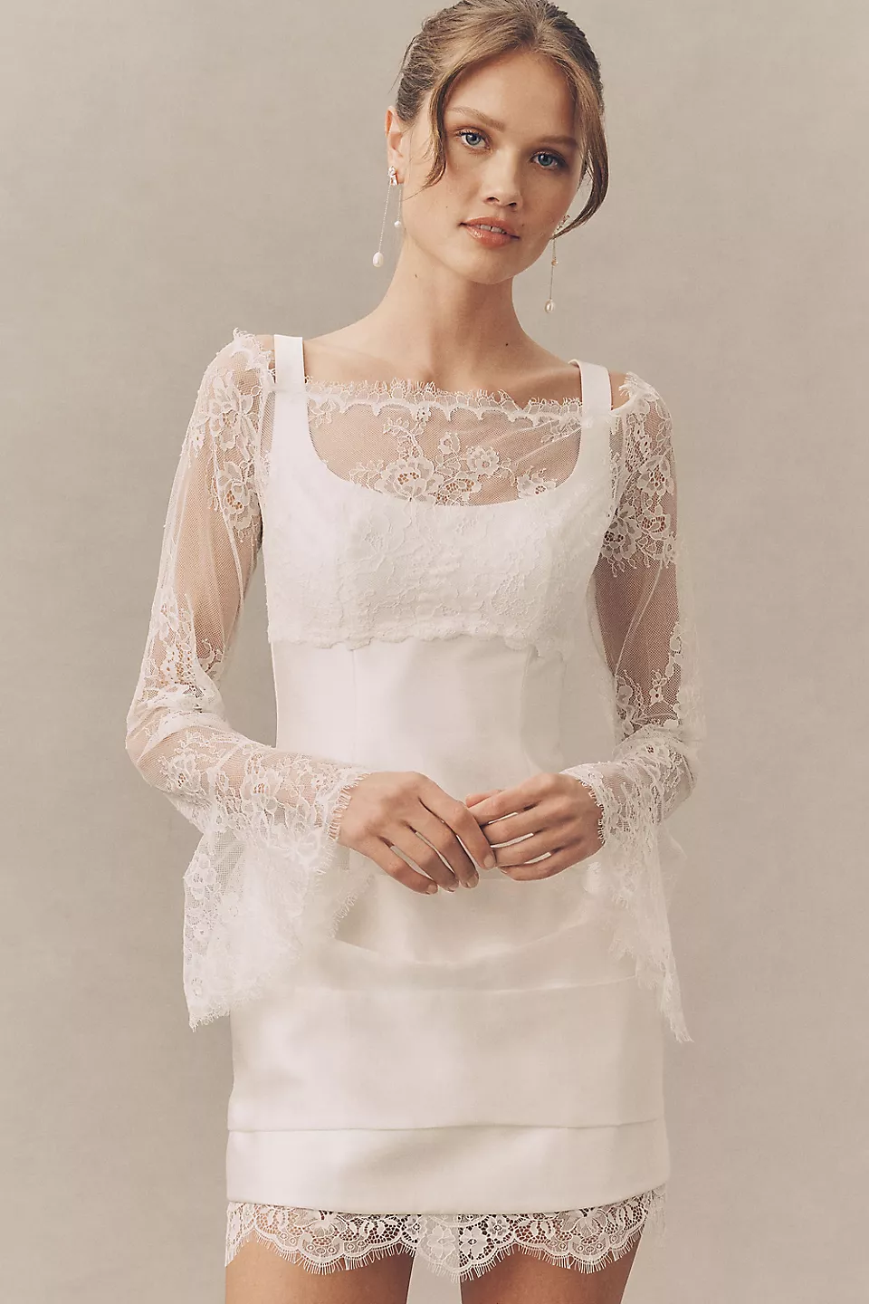 lace bridal topper with long sleeves