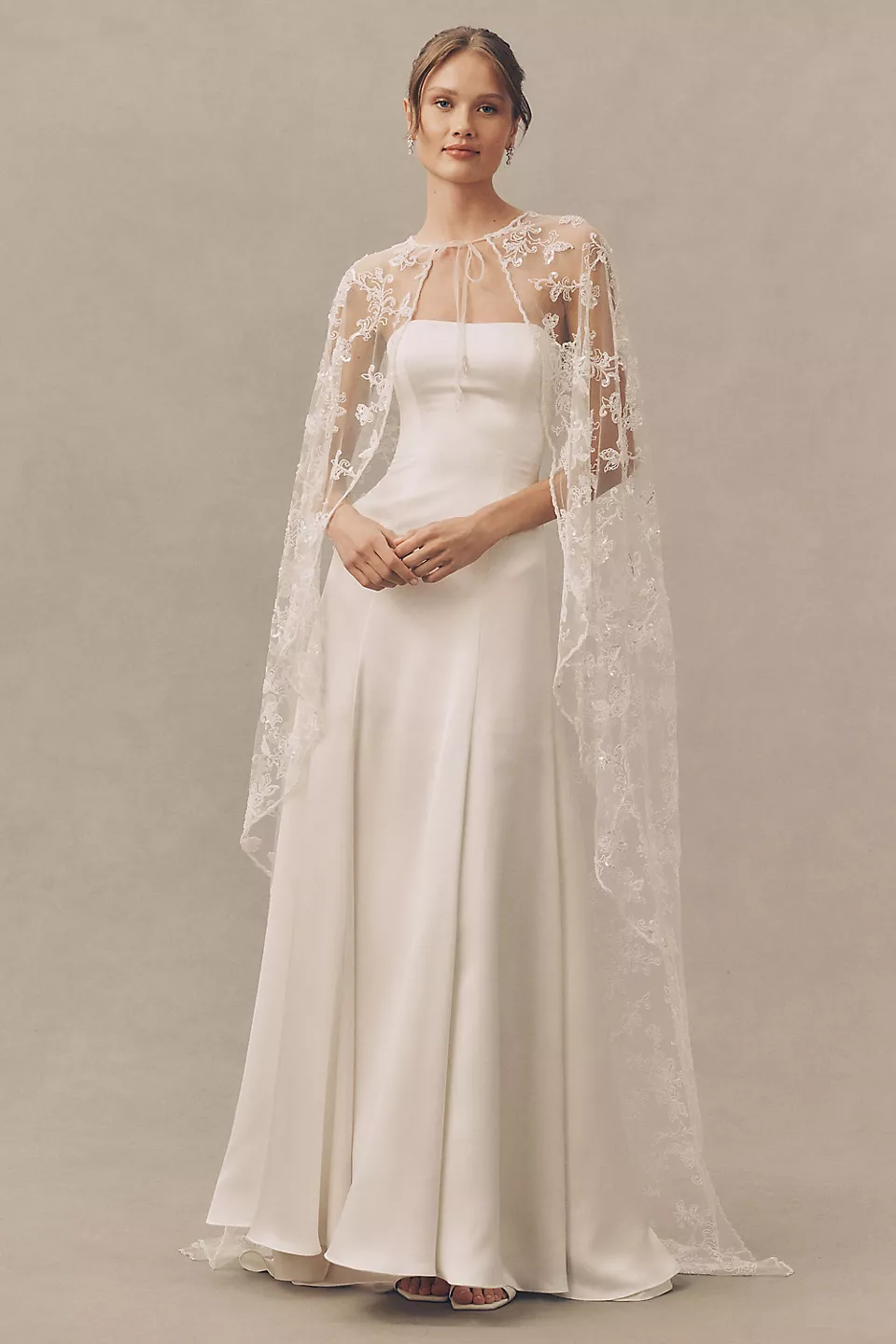 neck tie lace bridal cape