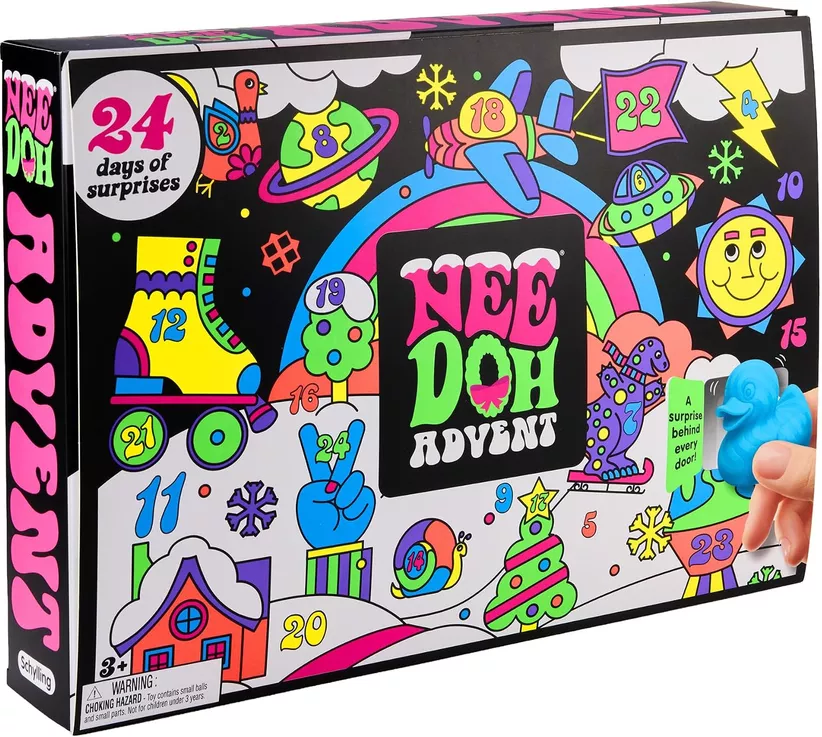 Schylling NeeDoh Squishmas 2026 Advent Calendar with 24 mini squishy toys