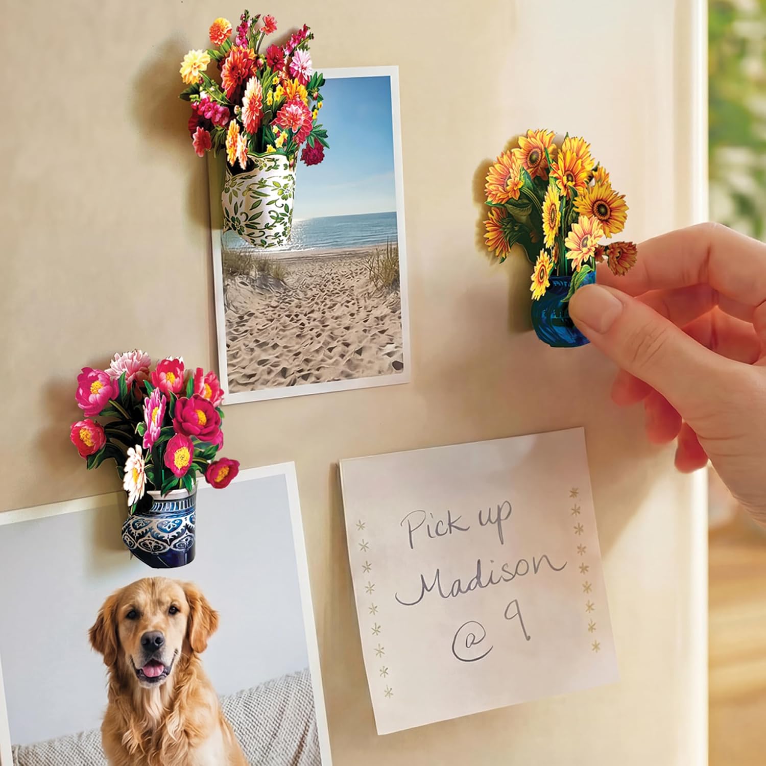 Paper flower bouquet magnets for first year anniversary gift