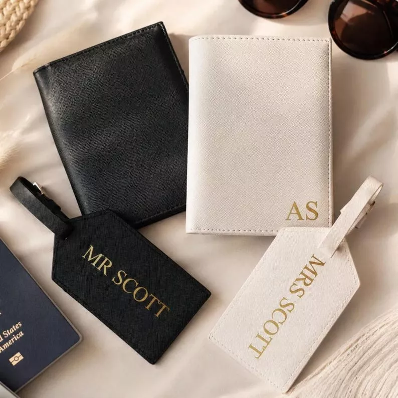 passport covers and luggage tags engagement gift for bride