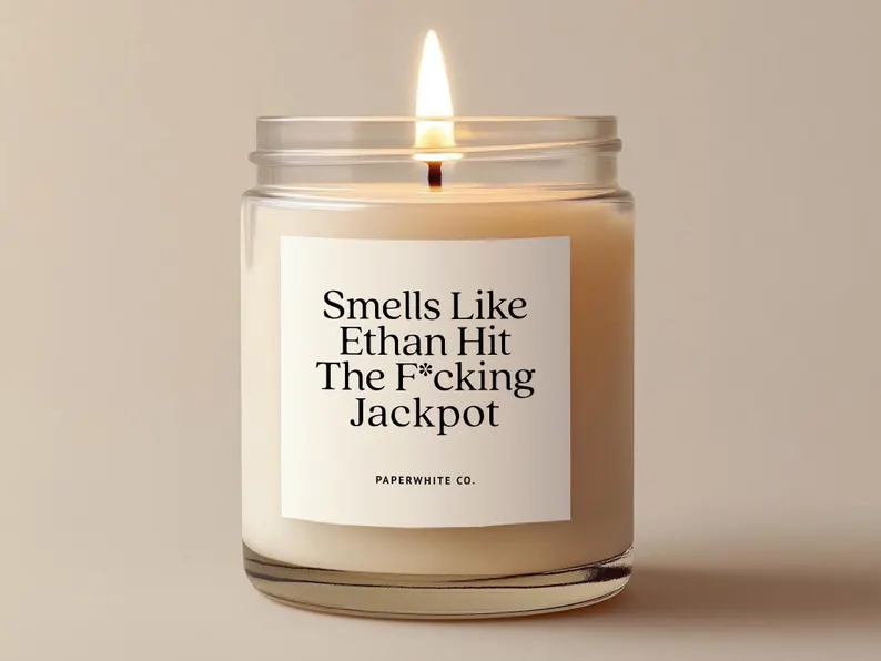 personalized candle engagement gift for bride