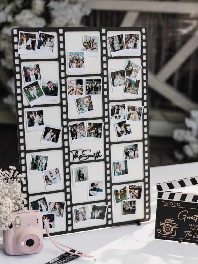 Polaroid guest book photo board